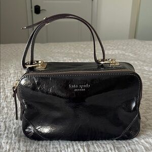 Vintage Kate Spade New York Chocolate Brown Patent Leather Mini Shoulder Bag Y2K
